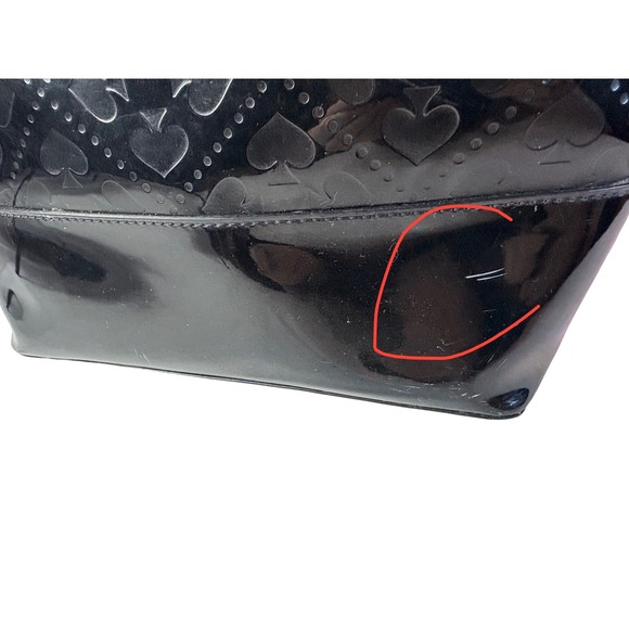 Kate Spade Black Patent Leather Heart Spade Print Tote Bag - Picture 9 of 9